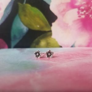 Dainty sterling silver earrings flower studs